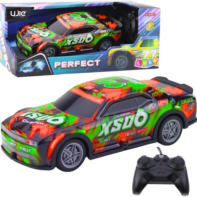 LeanToys Závodní auto se svítící karoserií v oranžové a zelené barvě