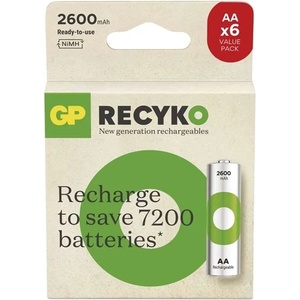 GP Batteries ReCyko NiMH батерия HR6 (AA) 2600mAh 6бр B2527V (B2527V)