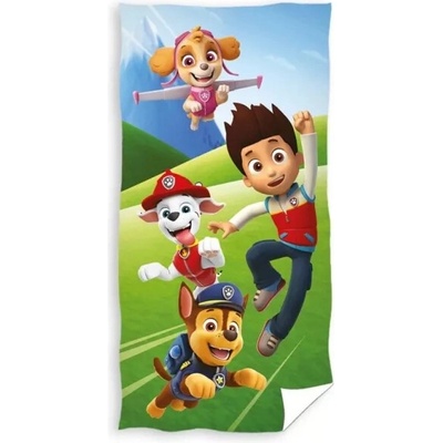 Carbotex Osuška TLAPKOVÁ PATROLA VŽDY VE STŘEHU modro zelená 70 x 140 cm