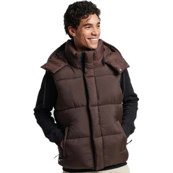 SUPERDRY Потник Superdry Touchline Short Padded vest - Brown (Dark Oak Grid)