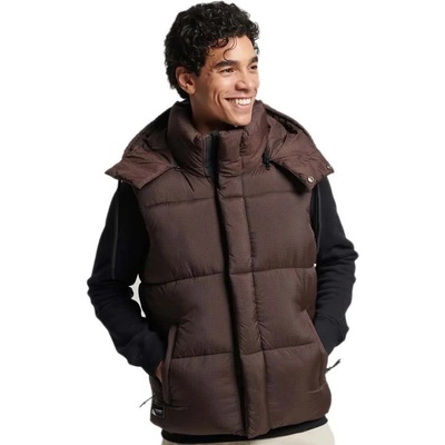 SUPERDRY Потник Superdry Touchline Short Padded vest - Brown (Dark Oak Grid)