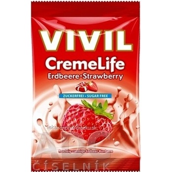 VIVIL BONBONS CREME LIFE Strawberry drops so smotanovo jahodovou príchuťou bez cukru 60 g