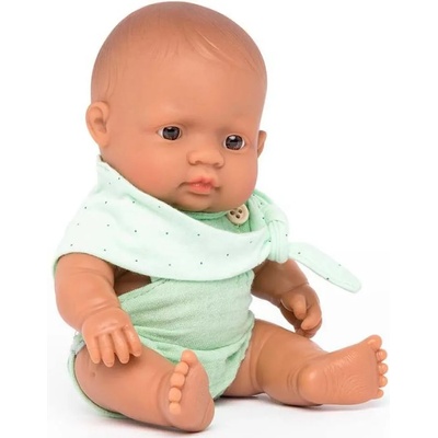 Miniland Кукла Miniland - Момченце със зелен гащеризон, 21 cm (31346)