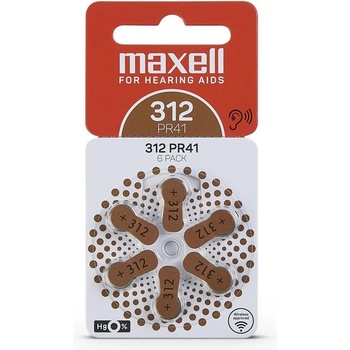 Maxell Батерия цинково въздушна maxell za312 6 бр. бутонни за слухов апарат в блистер (ml-bz-za312)