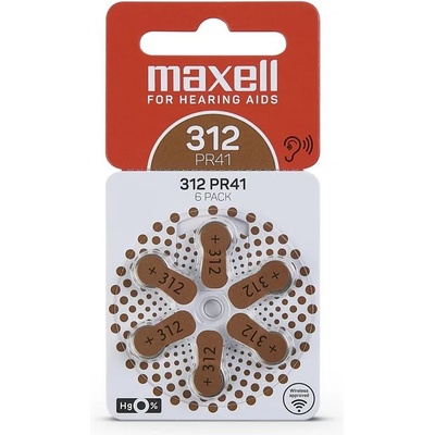 Maxell Батерия цинково въздушна maxell za312 6 бр. бутонни за слухов апарат в блистер (ml-bz-za312)