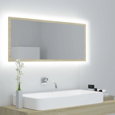 vidaXL LED огледало за баня, дъб сонома, 100x8, 5x37 см, акрил (804943)