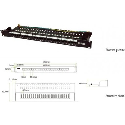 Linkbasic Телефонен панел ISDN, cat. 3, 19" 25 порта неекраниран UTP, зареден, цвят черен (PNT25-UC3)