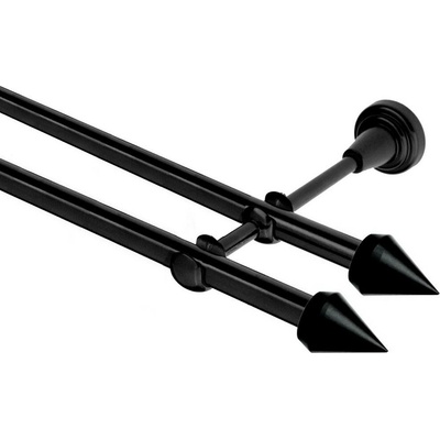 OK-GarnýžeCZ Garnýž kovová dvouřadá 16mm Hrot Double černá 420 cm do stěny / na tunýlek - bez kroužků