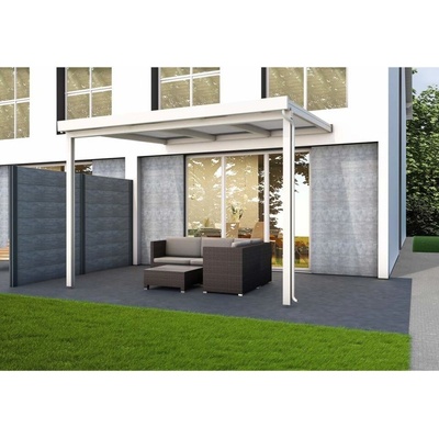 Gutta Terrassendach Premium, 9,135 x 5,06 m bílá, Polykarbonát 16 mm čirá, bílé pruhy