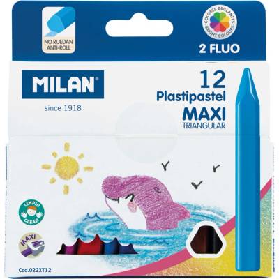 Milan Pastelky MAXI plastické 10 ks + 2 ks FLUO 453754