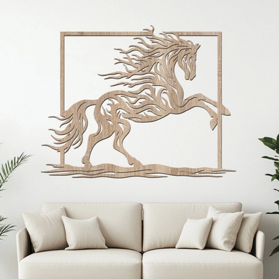 dřevo života Dřevěný obraz HORSE Rozměry (cm): 60x47, Zvolte barvu dekoru: Dub Sonoma