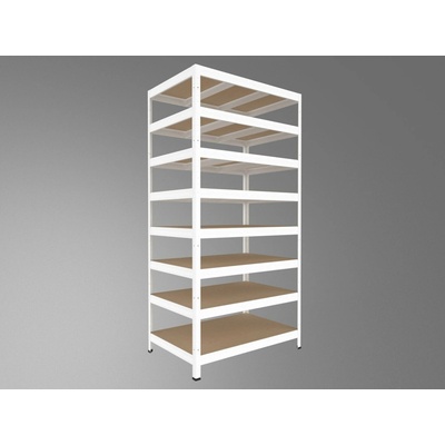 Biedrax Regál do domácnosti 50 x 120 x 270 cm, biely, 8 políc MDF, 200 kg na policu