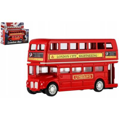 Teddies Auto London Bus červený patrový kov/plast 12cm na zpětné natažení