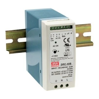 Napájecí zdroj na DIN s nabíječkou 40W 27,6V 0,95A MEAN WELL DRC-40B