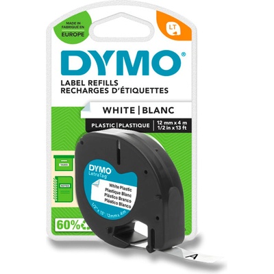 Dymo Letratag S0721660 - originální plastová páska - bílá, 12 mm x 4 m