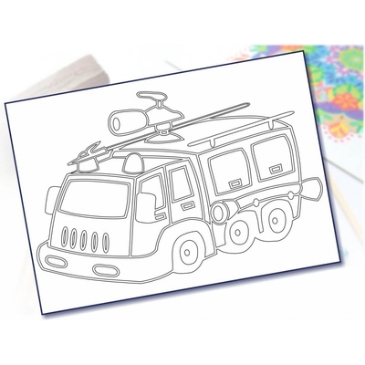 Radost v písku Šablona na pískování hasičské auto A4 210 x 297 mm – Zboží Mobilmania