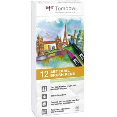 Tombow Oboustranný štětcový fix ABT - Pastels 12 ks