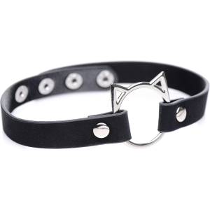 Master Series Kinky Kitty Ring Slim Choker Black