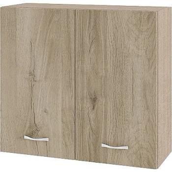 ИРИМ Горен шкаф с две врати и рафт Сити МДА-4 мока / дъб сонома арвен 80 см