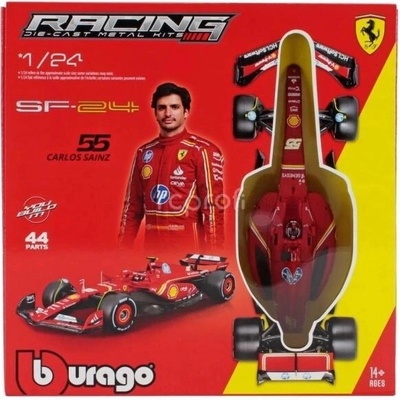 Bburago Ferrari F1 Racing Model KIT SF24 2024 č.55 Carlos Sainz s podstavcem 1:24