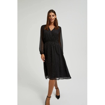 Moodo Черна блестяща рокля с прозрачни ръкави Moodo Moodo | Cheren | ЖЕНИ | XS