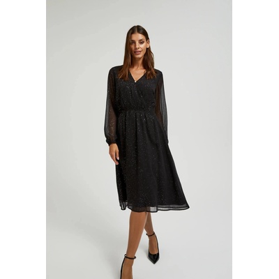 Moodo Черна блестяща рокля с прозрачни ръкави Moodo Moodo | Cheren | ЖЕНИ | XS