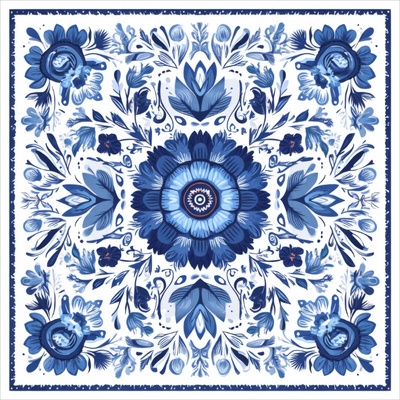 Takoy Panel na ušitie šatky umelý hodváb 73x73 blue garden