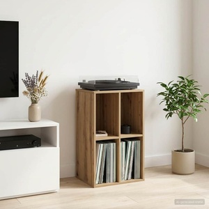 vidaXL Шкаф за грамофонни плочи Дъб артизан 44, 5 x 36, 5 x 74, 5 см (8012873)