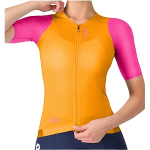 Castelli Дамска фланелка с къс ръкав за колоездене Castelli Women's Corretto Jersey Cycling jersey - Vivid Orange / Violet Pink - размер XS (156-2744-0311)