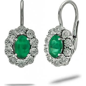 Blink-Blink jedinečné diamantové náušnice z bieleho zlata so Smaragdom 3280BSG