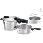 Fissler Тенджера под налягане VITAQUICK PREMIUM 2, 5 l + 4, 5 l, комплект от 2 бр. , с вложка за готвене на пара, Fissler (FS602410110700)