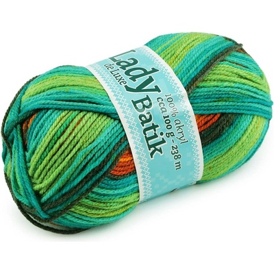 Pletací příze Lady Batik de Luxe 100 g Varianta: 7 (608) oranžová zelená, Balení: 1 ks 57430/146172/264052