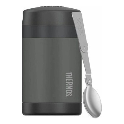 Thermos na jídlo se skládací lžící 470 ml černá