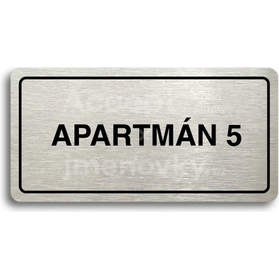 ACCEPT Piktogram APARTMÁN 5 - stříbrná tabulka - černý tisk