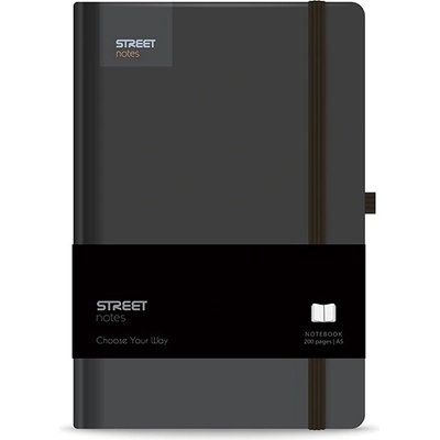 STREET Тетрадка с линийка STREET Casual A/5 96 страници с каучукова твърда подвързия черна 778083 (778083)