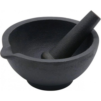 KINGHOFF Хаванче и пестик KINGHOFF KH 1197, 13x6.5 см, Изцяло чугунен, Черен (9999KH1197)