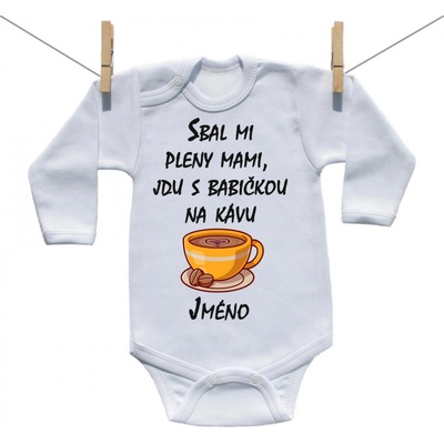 Boodyy Body s dlouhým rukávem Sbal mi pleny mami jdu s babičkou na kávu