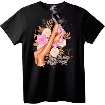 NOONEBRAND Тениска Силна жена с токчета и рози - L, Black