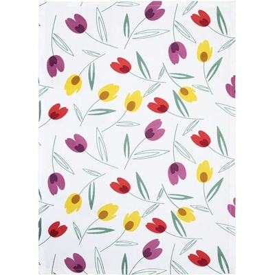 SCANquilt utěrka DEKORO tulipány bílopestrá 50 x 70 cm