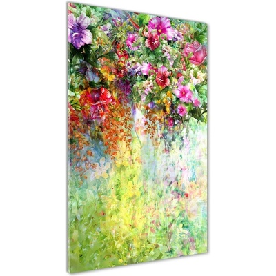 Vertikálny foto obraz sklo tvrdené Farebné kvety 50x100 cm