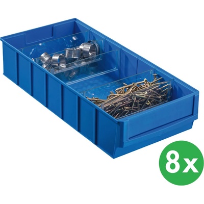 Allit Plastový regálový box ShelfBox typ E 183 x 400 x 81 mm 8 ks modrý