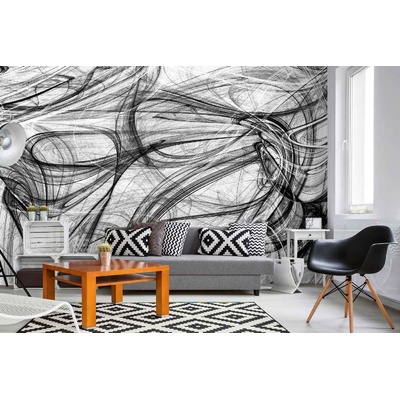 DIMEX ART Самозалепваща се флизелинова фототапета черно-бял дизайн 375 x 250 см