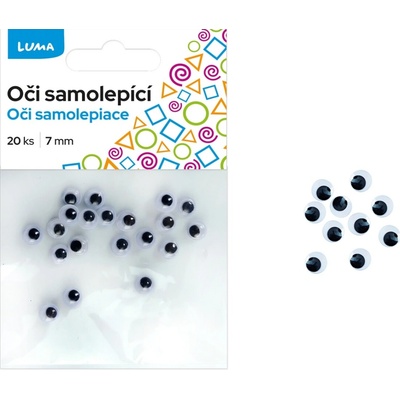 Oči samolepící kulaté Luma 7mm, 20ks