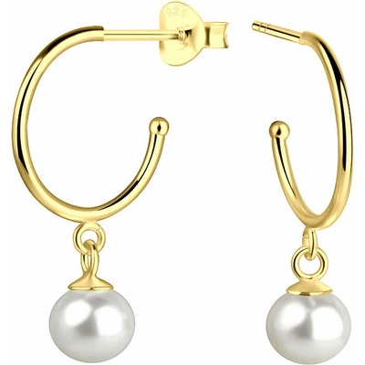 Nefertitis 36083 Stříbrné pozlacené půlkruhové náušnice s 6 mm perlami NF64769 1,8 cm, 1,73 g