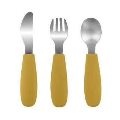 Zopa Silikónový detský príbor Mustard yellow 3 ks