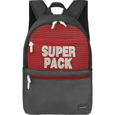 S-Cool Ученическа раница s-cool олекотена superpack, сиво-червена