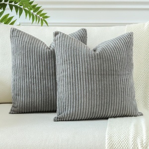 JOTOM Set of 2 Corduroy Cushion Covers Decorative Cushion Cover Sofa Cushion Couch Cushion Decorative Cushion Cover Decorative Cushion Cover for Sofa Living Room 60 x 60 cm Grey - YLDXRUK74 (YLDXRUK74)