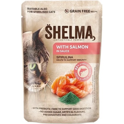 Shelma Cat пауч за котки със сьомга и спирулина 85gr