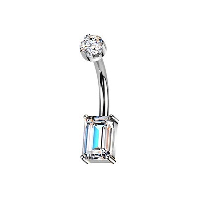 Šperky4U Luxusní piercing do pupíku s Moissanity 1.25ct TM004