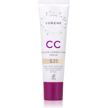 Lumene CC Color Correcting Cream CC крем за уеднаквяване тена на лицето SPF 20 цвят 0.25 (Neutral) 30ml